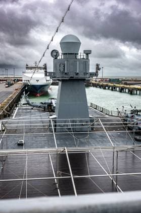 The U.S. Navy command ship USS Mount Whitney pictured in the harbor of Zeebrugge, on Thursday 02 July 2026.  KURTxDESPLENTER 180162775