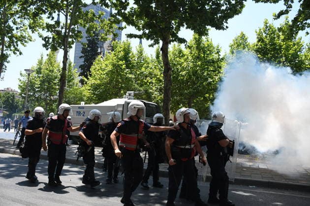 Protest over Zvernec Tourism Project held outside Albanian Parliament TIRANA, ALBANIA - JULY 2: Demonstrators protesting a planned tourism development project in the Zvernec area of Vlora gather outside the Albanian Parliament in Tirana on July 2, 2026, as protests that have continued for more than a month entered a new phase. Scuffles broke out between police and protesters during the demonstration. Protesters threw eggs and flour at police officers, members of parliament and parliamentary vehicles. Olsi Shehu Anadolu Tirana Albania. Editorial use only. Please get in touch for any other usage.  Copyright: x2026xAnadoluxOlsixShehux