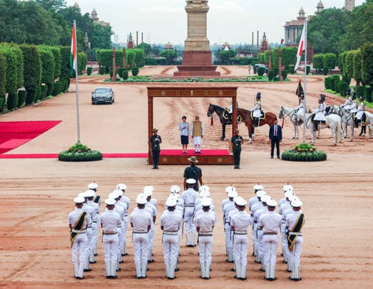 Ceremonial Reception for Japanese PM Sanae Takaichi at Rashtrapati Bhavan New Delhi, Jul 02 (ANI): Japan™s Prime Minister Sanae Takaichi receives a Guard of Honour during the ceremonial reception in the presence of Prime Minister Narendra Modi at Rashtrapati Bhavan, in New Delhi on Thursday. (DPR PMO ANI Photo) NEW DELHI Delhi India Copyright: xANIx ANI_20260702065