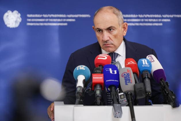 ARMENIA, YEREVAN - JULY 2, 2026: Armenia s Prime Minister Nikol Pashinyan holds a briefing following talks with Ursula von der Leyen, president of the European Commission, at the Government House. Alexander Patrin TASS  94578382