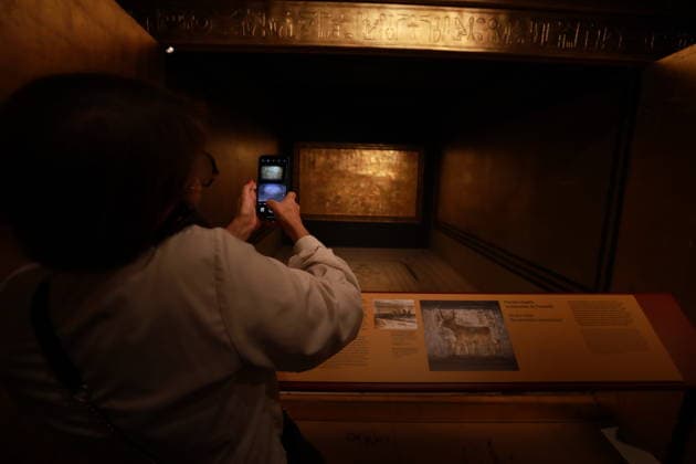 Tutankhamun exhibition opens in Paris with recreated treasures and immersive tomb experience PARIS, FRANCE - JULY 2: A view of the Tutankhamun - His Tomb and His Treasures exhibition during a press preview at Paris Expo Porte de Versailles in Paris, France on July 2, 2026. The exhibition, running from July 3 to September 6, 2026, features more than 1,000 scientifically recreated objects from the tomb of the ancient Egyptian pharaoh Tutankhamun, along with an immersive experience recreating his burial chamber. Mohamad Salaheldin Abdelghani Alsayed Anadolu Paris France. Editorial use only. Please get in touch for any other usage.  Copyright: x2026xAnadoluxMohamadxSalaheldinxAbdelghanixAlsayedx