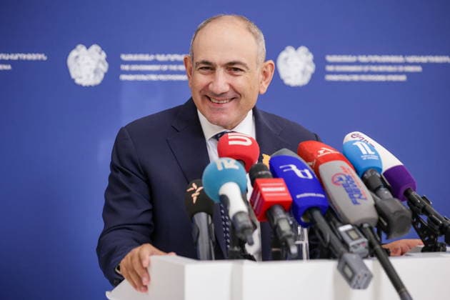 ARMENIA, YEREVAN - JULY 2, 2026: Armenia s Prime Minister Nikol Pashinyan holds a briefing following talks with Ursula von der Leyen, president of the European Commission, at the Government House. Alexander Patrin TASS  94578526