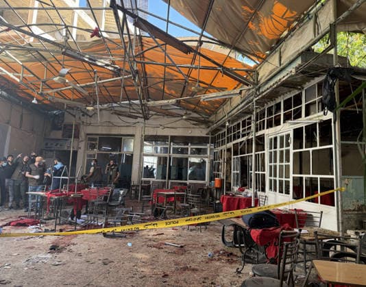 Blast kills 4, injures 10 in Damascus DAMASCUS, SYRIA - JULY 2: A view of the scene after an explosive device reportedly caused a blast at a cafe near the Palace of Justice on the road to the historic Hamidiye Bazaar, one of the busiest areas in Damascus, Syria, on July 2, 2026. Izz Aldien Alqasem Anadolu Damascus Syria. Editorial use only. Please get in touch for any other usage.  Copyright: x2026xAnadoluxIzzxAldienxAlqasemx