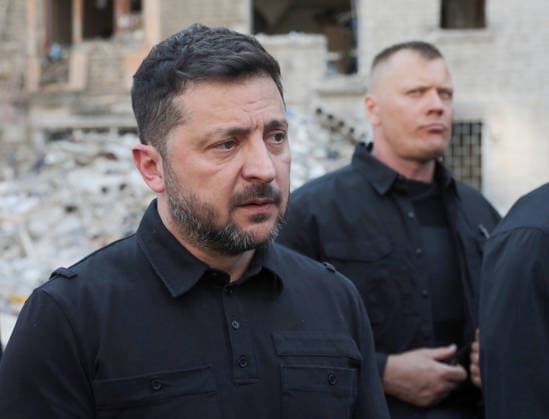 President of Ukraine Volodymyr Zelenskyy speaks to the press as he visits an apartment block in the Darnytskyi district severely damaged by a massive Russian missile attack during an ongoing search-and-rescue operation, Kyiv, Ukraine, July 2, 2026. President Zelenskyy stated that Ukraine does not currently have a sufficient number of PAC-3 missiles for its Patriot air defence systems to repel large-scale Russian attacks involving more than 70 ballistic missiles. As reported, the death toll from Russia’s latest combined missile and drone assault on Kyiv has risen to 22, with emergency response operations ongoing at seven locations across the capital. Search-and-rescue efforts remain underway at two sites in the Darnytskyi district, including  Copyright: xHennadiixMinchenkox