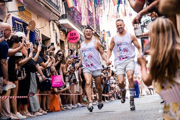 27th Edition of the MADO High-Heel Race Several people run during the 27th edition of the High-Heel Race on Pelayo Street on July 2, 2026, in Madrid, Spain. The 2026 Madrid LGBTIQ Pride Festival hosts the traditional High-Heel Race, hosted by artist Chumina Power. It is a festive sporting event in which participants must complete the course while wearing heels up to 15 centimeters high. JULY 2, 2026 Carlos Lujá Madrid, Spain  Copyright: xCarlosxLujanx 7638970