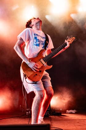 Truck Violence live at Roskilde Festival 2026 Roskilde, Denmark. 02nd, July 2026. The Canadian rock band Truck Violence performs a live concert during the Danish music festival Roskilde Festival 2026 in Roskilde. Here guitarist Paul Lecours is seen live on stage. Denmark, Roskilde  Copyright: xGonzalesxPhoto ErlingxBrodersenx