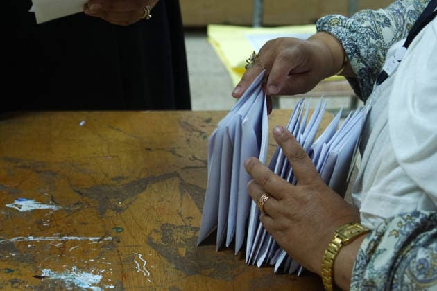 2026 Legislative Elections in Algeria: Officials count ballots at a polling station in Algiers, Algeria, on July 2, after polls closed for the legislative elections. Photo by Karim Djaoui, APP Algeria Copyright: xAlgÃ riexPressexPhotosxAPPxKarimxDjaouix xAPPx DSC06885.jpeg