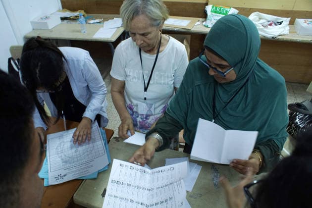 2026 Legislative Elections in Algeria: Officials count ballots at a polling station in Algiers, Algeria, on July 2, after polls closed for the legislative elections. Photo by Karim Djaoui, Algiers, Algeria Copyright: xAlgÃ riexPressexPhotosxAPPxKarimxdjaouix xAPPx DSC06902.jpeg