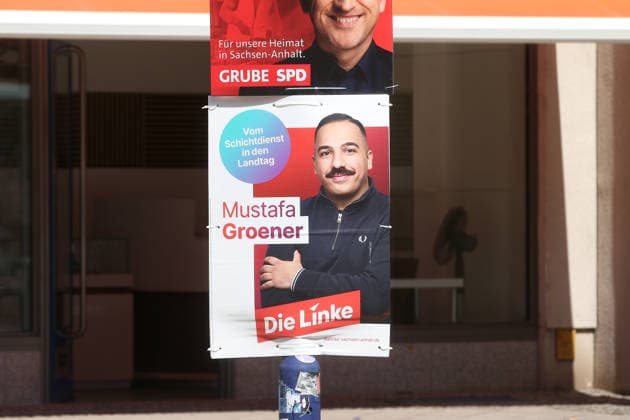 Wahlplakate zur Landtagswahl in Sachsen-Anhalt in Magdeburg Magdeburg, 02.07.2026 Wahlplakate von Die Linke zur bevorstehenden Landtagswahl in Sachsen-Anhalt in Magdeburg Sachsen-Anhalt *** Election posters for the state election in Saxony-Anhalt in Magdeburg Magdeburg, July 2, 2026 Election posters from Die Linke for the upcoming state election in Saxony-Anhalt in Magdeburg, Saxony-Anhalt Copyright: xMatthiasxGränzdörferx