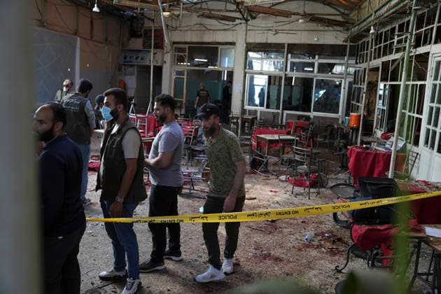 Damascus Cafe Blast Aftermath Investigated People inspect the damaged interior of a cafe in central Damascus, Syria, on July 2, 2026. An explosive device detonated inside a cafe in the al-Hijaz area near the Palace of Justice, killing people and injuring others, Syrian authorities said. Damascus Damascus Syria Copyright: xOmarxAlbamx
