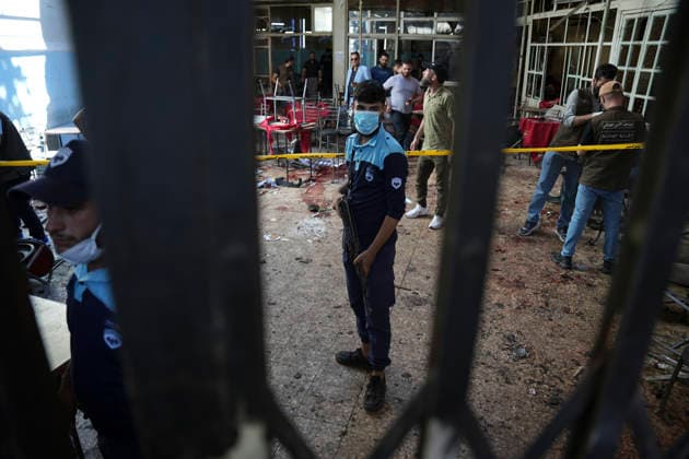Damascus Cafe Blast Aftermath Investigated People inspect the damaged interior of a cafe in central Damascus, Syria, on July 2, 2026. An explosive device detonated inside a cafe in the al-Hijaz area near the Palace of Justice, killing people and injuring others, Syrian authorities said. Damascus Damascus Syria Copyright: xOmarxAlbamx