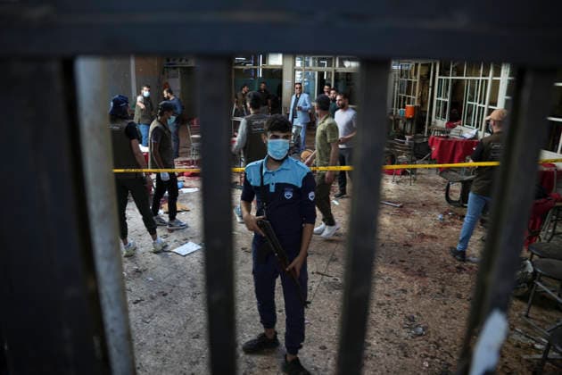 Damascus Cafe Blast Aftermath Investigated People inspect the damaged interior of a cafe in central Damascus, Syria, on July 2, 2026. An explosive device detonated inside a cafe in the al-Hijaz area near the Palace of Justice, killing people and injuring others, Syrian authorities said. Damascus Damascus Syria Copyright: xOmarxAlbamx
