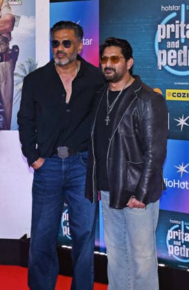July 2, 2026, Mumbai, Maharashtra, India: L-R Bollywood actors Suniel Shetty and Arshad Warsi pose for a photo at the screening of web series Pritam & Pedro in Mumbai. Mumbai India  - ZUMAs197 20260702_aaa_s197_211 Copyright: xAshishxVaishnavx