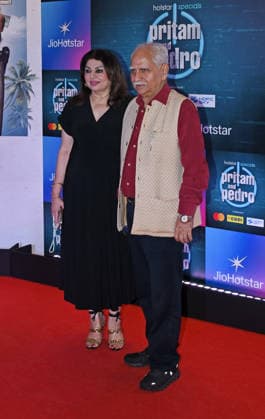 July 2, 2026, Mumbai, Maharashtra, India: L-R Indian film actress Kiran Juneja and film director Ramesh Sippy pose for a photo as they arrive for the screening web series Pritam & Pedro in Mumbai. Mumbai India  - ZUMAs197 20260702_aaa_s197_213 Copyright: xAshishxVaishnavx