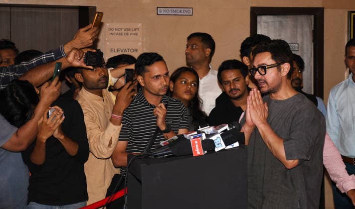 July 2, 2026, Mumbai, Maharashtra, India: Bollywood actor Aamir Khan (R) interacts with the media at the screening of web series Pritam & Pedro in Mumbai. Mumbai India - ZUMAs197 20260702_aaa_s197_222 Copyright: xAshishxVaishnavx