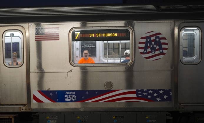 U.S. prepares to celebrate the 250th anniversary of its independence NEW YORK, UNITED STATES - JULY 1: A train has been decorated in the colors of the American flag to mark the 250th anniversary of U.S. independence, as the U.S. Navy prepares to host the International Naval Review 250 in New York and New Jersey from July 3-8 in New York, United States, on July 1, 2026. Selcuk Acar Anadolu New York United States. Editorial use only. Please get in touch for any other usage.  Copyright: x2026xAnadoluxSelcukxAcarx