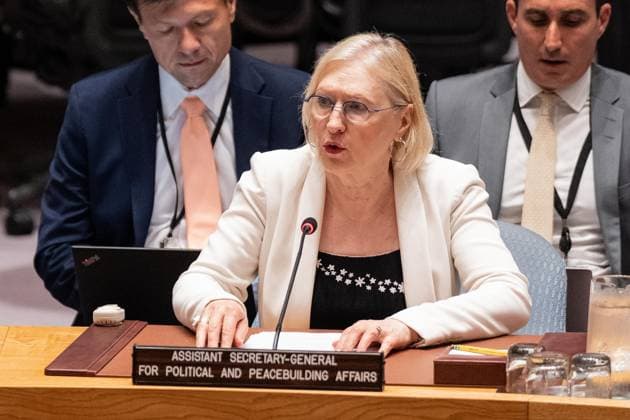 July 2, 2026, New York, New York, USA: Elizabeth Spehar, Assistant Secretary-General of the Department of Political and Peacebuilding Affairs speaks during Security Council meeting on The situation in the Middle East requested by Kingdom of Bahrain at UN Headquarters in New York, NY on July 2, 2026. New York USA - ZUMAr339 20260702_znp_r339_005 Copyright: xLevxRadinx