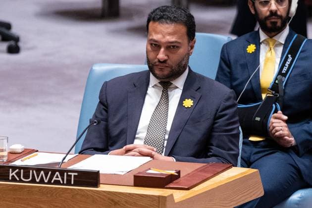 July 2, 2026, New York, New York, USA: Ambassador Tareq M. A. M. Albanai of Kuwait attends Security Council meeting on The situation in the Middle East requested by Kingdom of Bahrain at UN Headquarters in New York, NY on July 2, 2026. New York USA  - ZUMAr339 20260702_znp_r339_036 Copyright: xLevxRadinx