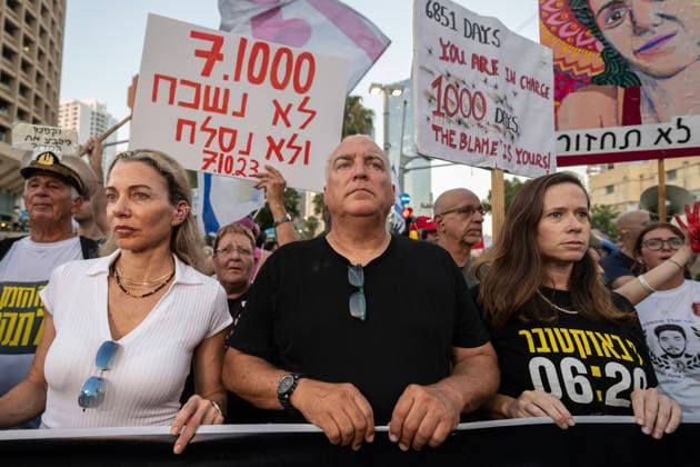 July 2, 2026, Tel Aviv, Israel: Eyal Eshel, the father of Roni Eshel, who was killed by Hamas on October 7, is a prominent advocate for the establishment of a state commission of inquiry seen during an anti-government rally. A rally was held to mark 1,000 days since the October 7 massacre. Demonstrators protested against the Israeli government, accusing it of responsibility for the failures that led to the attack and calling for a state commission of inquiry, which they say the government opposes because its findings could implicate Prime Minister Benjamin Netanyahu. Tel Aviv Israel - ZUMAs197 20260702_aaa_s197_310 Copyright: xYaelxGuiskyxAbasx
