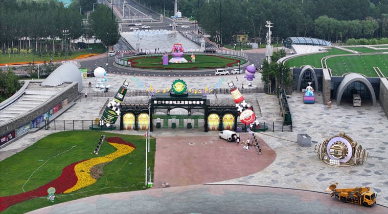 HARBIN, CHINA - JULY 02: The venue of the 24th Harbin International Beer Festival takes shape on July 2, 2026 in Harbin, Heilongjiang Province of China. The 24th Harbin International Beer Festival will open in early July at Harbin Ice and Snow World.  Copyright: xVCGx 111651817566