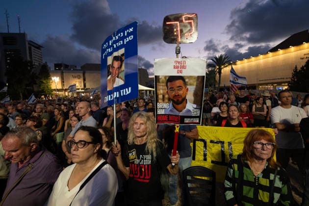 July 2, 2026, Tel Aviv, Israel: Protesters hold placards during an anti-government rally. A rally was held to mark 1,000 days since the October 7 massacre. Demonstrators protested against the Israeli government, accusing it of responsibility for the failures that led to the attack and calling for a state commission of inquiry, which they say the government opposes because its findings could implicate Prime Minister Benjamin Netanyahu. Tel Aviv Israel  - ZUMAs197 20260702_aaa_s197_348 Copyright: xYaelxGuiskyxAbasx