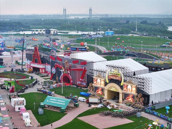 HARBIN, CHINA - JULY 02: The venue of the 24th Harbin International Beer Festival takes shape on July 2, 2026 in Harbin, Heilongjiang Province of China. The 24th Harbin International Beer Festival will open in early July at Harbin Ice and Snow World.  Copyright: xVCGx 111651817552