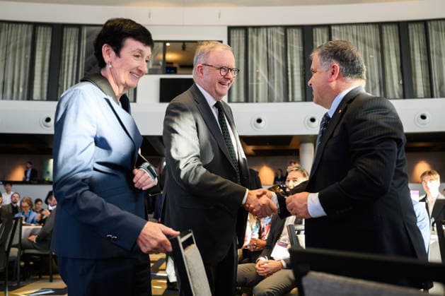 ANTHONY ALBANESE WESTERN SYDNEY DIALOGUE, Prime Minister Anthony Albanese (centre) attends the Western Sydney Leadership Dialogue™s Airport City Summit, Sydney, Friday, July 3, 2026. ( NO ARCHIVING SYDNEY NEW SOUTH WALES AUSTRALIA  Copyright: xBIANCAxDExMARCHIx 20260703148933112295
