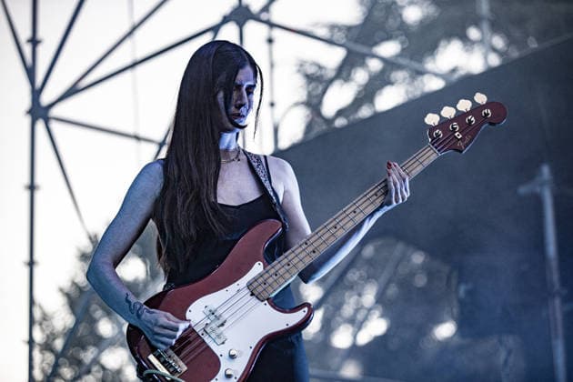 The Underground Youth live at arti vive festival in Soliera, Italy - 02 Jul 2026 Samira Zahidi, bassist of the British post-punk band The Underground Youth performs on stage during a concert. Singer and guitarist Craig Dyer performed on stage at Piazza Lusvardi in Soliera (Modena) during a concert by British post-punk band The Underground Youth. The event marked the opening night of the nineteenth edition of the Arti Vive Festival. Soliera Italy Copyright: xCarloxVerganix xSOPAxImagesx IMG_6132