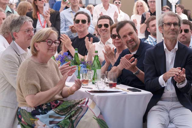 Dorothee Erpenstein, Martin Bachmann, Oliver Berben, Björn Wilhelm mit Gästen beim Empfang des FilmFernsehFonds Bayern auf dem 43. Filmfest München 2026 auf der Praterinsel. München, 02.07.2026 *** Dorothee Erpenstein, Martin Bachmann, Oliver Berben, and Björn Wilhelm with guests at the FilmFernsehFonds Bayern reception during the 43rd Munich Film Festival 2026 on Prater Island in Munich, July 2, 2026 Foto:xN.xKolinzx xFuturexImagex fff_6811