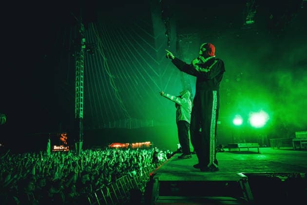 Kneecap live at Roskilde Festival 2026 Roskilde, Denmark. 03rd, July 2026. The Irish hip-hop trio Kneecap performs a live concert during Danish music festival Roskilde Festival 2026 in Roskilde. Denmark, Roskilde  Copyright: xGonzalesxPhoto ChristianxHjorthx