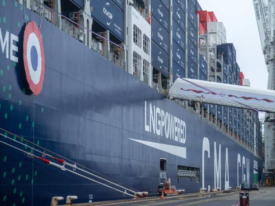 Christening of CMA CGM Notre Dame - Le Havre The CMA-CGM Notre Dame, the largest ship flying the French flag, is seen during its official integration ceremony in Le Havre, France on July 02, 2026, as the vessel operates on liquefied gas. Photo by Mario FOURMY ABACAPRESS.COM Le Havre France  Copyright: xFourmyxMario ABACAx