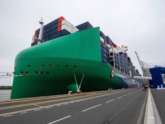 Christening of CMA CGM Notre Dame - Le Havre The CMA-CGM Notre Dame, the largest ship flying the French flag, is seen during its official integration ceremony in Le Havre, France on July 02, 2026, as the vessel operates on liquefied gas. Photo by Mario FOURMY ABACAPRESS.COM Le Havre France  Copyright: xFourmyxMario ABACAx