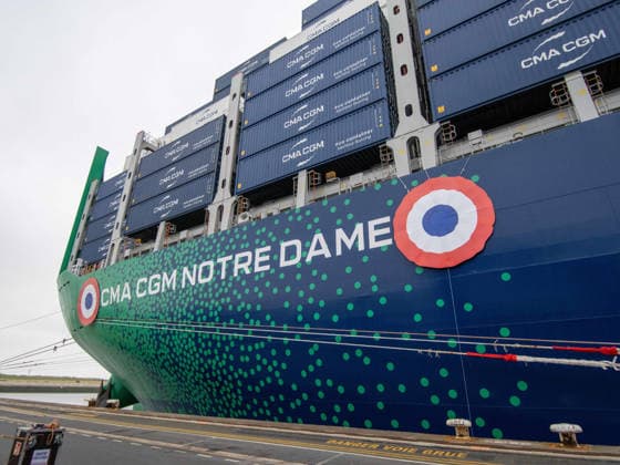 Christening of CMA CGM Notre Dame - Le Havre The CMA-CGM Notre Dame, the largest ship flying the French flag, is seen during its official integration ceremony in Le Havre, France on July 02, 2026, as the vessel operates on liquefied gas. Photo by Mario FOURMY ABACAPRESS.COM Le Havre France  Copyright: xFourmyxMario ABACAx