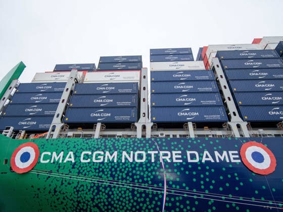 Christening of CMA CGM Notre Dame - Le Havre The CMA-CGM Notre Dame, the largest ship flying the French flag, is seen during its official integration ceremony in Le Havre, France on July 02, 2026, as the vessel operates on liquefied gas. Photo by Mario FOURMY ABACAPRESS.COM Le Havre France  Copyright: xFourmyxMario ABACAx