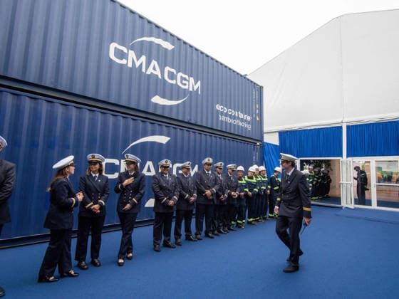 Christening of CMA CGM Notre Dame - Le Havre The CMA-CGM Notre Dame, the largest ship flying the French flag, is seen during its official integration ceremony in Le Havre, France on July 02, 2026, as the vessel operates on liquefied gas. Photo by Mario FOURMY ABACAPRESS.COM Le Havre France  Copyright: xFourmyxMario ABACAx