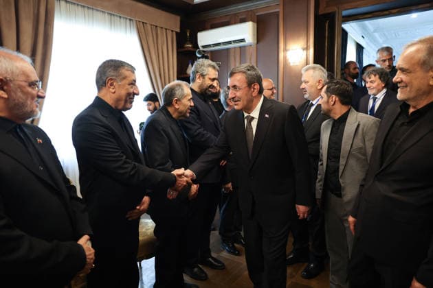 Turkish Vice President Cevdet Yilmaz in Tehran TEHRAN, IRAN - JULY 3: Turkish Vice President Cevdet Yilmaz meets with Iranian President Masoud Pezeshkian and the accompanying Iranian delegation in Tehran, Iran, on July 3, 2026. Yilmaz arrived in the Iranian capital to attend the state funeral ceremony for former Iranian Supreme Leader Ali Khamenei, who lost his life in a joint U.S.-Israeli attack on Iran on Feb. 28. Ahmet Okur Anadolu Tehran Iran. Editorial use only. Please get in touch for any other usage.  Copyright: x2026xAnadoluxAhmetxOkurx