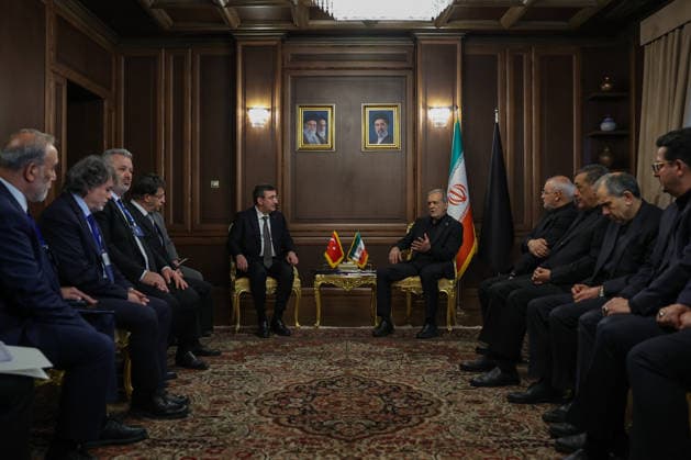 Turkish Vice President Cevdet Yilmaz in Tehran TEHRAN, IRAN - JULY 3: Turkish Vice President Cevdet Yilmaz and his delegation meet with Iranian President Masoud Pezeshkian and the accompanying Iranian delegation in Tehran, Iran, on July 3, 2026. Yilmaz arrived in the Iranian capital to attend the state funeral ceremony for former Iranian Supreme Leader Ali Khamenei, who lost his life in a joint U.S.-Israeli attack on Iran on Feb. 28. Ahmet Okur Anadolu Tehran Iran. Editorial use only. Please get in touch for any other usage.  Copyright: x2026xAnadoluxAhmetxOkurx