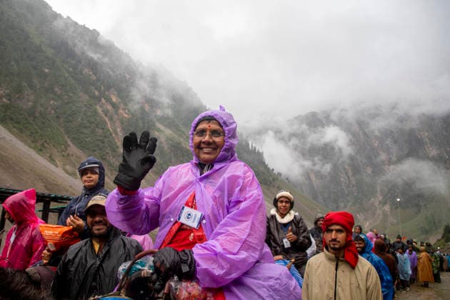 Annual Hindu Pilgrimage Amarnath Yatra begins in Baltal Sonamarg, India - 03 Jul 2026 Hindu devotees on foot make their way along a mountain path during the annual Amarnath pilgrimage to the cave shrine in Baltal some 100 km (62 miles) east of Srinagar. Thousands of Hindu pilgrims braving sub-zero temperatures begin the annual Amarnath Yatra trekking across glaciers, steep mountain trails and high altitude terrain to reach the sacred Amarnath cave shrine in the Himalayas of Indian-administered Kashmir. The cave houses a naturally formed ice stalagmite revered by devotees as a symbol of Lord Shiva, one of Hinduism s principal deities. The pilgrimage, which runs from July 3 to August 28 is expected to draw thousands of devotees making it one Copyright: xFaisalxBashirx xSOPAxImagesx 14AmarnathPilgrimage2026