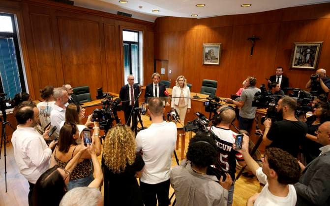 PRESS CONFERENCE ON THE MONACO BOMBING PHOTOPQR NICE MATIN Jean François Ottonello Monaco July 3, 2026 Press conference following the bomb explosion in Monaco Eric Arella, head of the Public Security Department, and Morgan Raymond, deputy prosecutor of Monaco Monaco, July 3, 2026 Press conference following the bomb explosion in Monaco; the prime suspect is a 39-year-old Ukrainian woman currently in Germany; Monaco, France  Copyright: xPHOTOPQR NICExMATIN MAXPPPxJeanxFrançoisxOttonellox 20260703NIM4004 20260703NIM4004