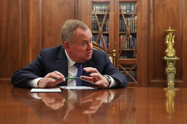 RUSSIA, MOSCOW - JULY 3, 2026: VTB Bank Management Board President Chairman Andrey Kostin during a meeting with Russia s President Putin in the Kremlin. Gavriil Grigorov Russian Presidential Press and Information Office TASS  94609742
