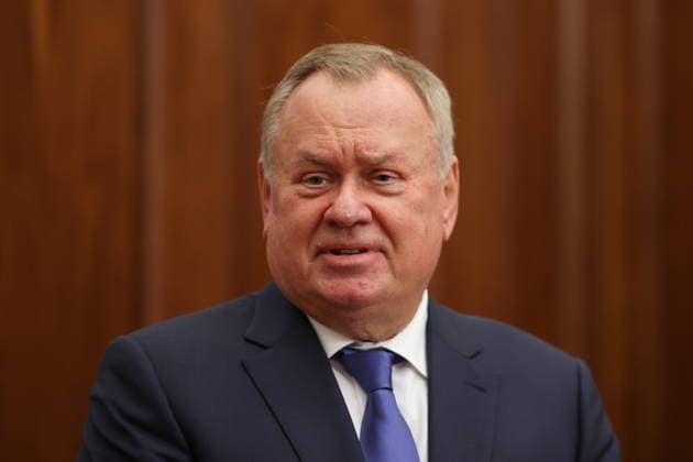 RUSSIA, MOSCOW - JULY 3, 2026: VTB Bank Management Board President Chairman Andrey Kostin during a meeting with Russia s President Putin in the Kremlin. Gavriil Grigorov Russian Presidential Press and Information Office TASS  94609743
