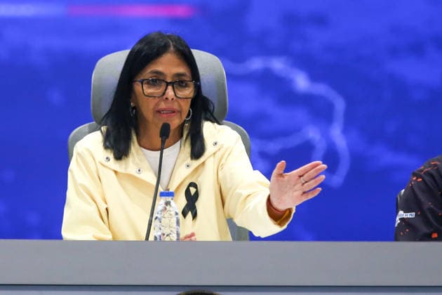 Venezuelan government officials hold press conference following twin earthquakes CARACAS, VENEZUELA - JULY 02: Executive Vice President Delcy Rodriguez speaks during an international press conference in Caracas, Venezuela, on July 02, 2026. Venezuelan officials addressed the two earthquakes that recently struck the country. Julio Urribarri Anadolu Caracas Venezuela. Editorial use only. Please get in touch for any other usage.  Copyright: x2026xAnadoluxJulioxUrribarrix