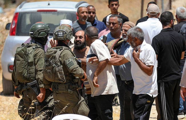 Israeli soldiers intervene against Palestinians performing Islamic Friday prayer BETHLEHEM, WEST BANK, PALESTINE - JULY 03: Israeli soldiers intervene with stun grenades and tear gas against Palestinians performing Friday prayers during a raid on the village of Abu Nujaym, near Bethlehem in West Bank, Palestine on July 03, 2026. Tensions erupted between several Palestinian residents and Israeli soldiers. Wisam Hashlamoun Anadolu Bethlehem West Bank. Editorial use only. Please get in touch for any other usage.  Copyright: x2026xAnadoluxWisamxHashlamounx