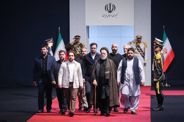 July 3, 2026, Tehran, Iran: Local and foreign officials walk past the coffins of Iran s slain supreme leader Ali Khamenei and his family members after paying their respects at the Grand Mosalla in Tehran. The body of Iran s supreme leader, killed in US-Israeli strikes that triggered the Middle East war, arrived at Tehran s Grand Mosalla on July 3 ahead of his funeral, state media reported. Millions of people and a coterie of foreign dignitaries were expected to attend Saturday s official ceremony for Ali Khamenei, with Tehran s chief negotiator calling for a massive turnout to avenge his death. Tehran Iran - ZUMAi98_ 20260703_zih_i98_039 Copyright: xIranianxSupremexLeader sxOfficex