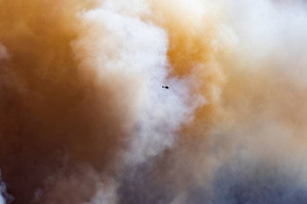 The spread of the fire in La Bisbal d’Empordà, Girona, forces the lockdown of 12 towns. A helicopter flies through the smoke from the fire in La Bisbal d’Empordà, Girona, Catalonia, Spain. Civil Protection has issued a precautionary alert due to the fire’s progression, as well as the presence of smoke, and to prevent movement in the area near the firefighting operations. JULY 3, 2026 Glòria Sá La Bisbal d’Empordà, Girona, Catalonia La Bisbal d’Empordà, Girona, Catalonia, Spain  Copyright: xGlÃ²riaxSanchezx 7640761
