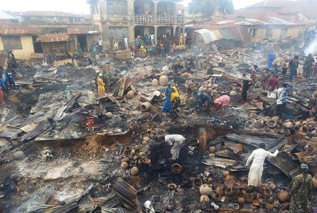 Fire breaks out at market in Nigeria IBADAN, NIGERIA - JULY 3: Smoke rises over the aftermath of a fire at Bode Market in Ibadan, the capital of Oyo State, Nigeria, on July 3, 2026. The blaze destroyed numerous shops, leaving extensive damage as residents gathered at the scene. Oluwasegun Falomo Anadolu Ibadan Nigeria. Editorial use only. Please get in touch for any other usage.  Copyright: x2026xAnadoluxOluwasegunxFalomox