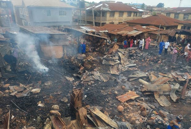 Fire breaks out at market in Nigeria IBADAN, NIGERIA - JULY 3: Smoke rises over the aftermath of a fire at Bode Market in Ibadan, the capital of Oyo State, Nigeria, on July 3, 2026. The blaze destroyed numerous shops, leaving extensive damage as residents gathered at the scene. Oluwasegun Falomo Anadolu Ibadan Nigeria. Editorial use only. Please get in touch for any other usage.  Copyright: x2026xAnadoluxOluwasegunxFalomox