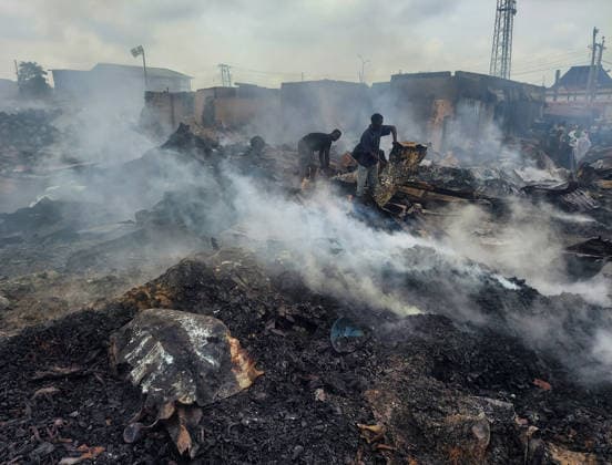 Fire breaks out at market in Nigeria IBADAN, NIGERIA - JULY 3: Smoke rises over the aftermath of a fire at Bode Market in Ibadan, the capital of Oyo State, Nigeria, on July 3, 2026. The blaze destroyed numerous shops, leaving extensive damage as residents gathered at the scene. Oluwasegun Falomo Anadolu Ibadan Nigeria. Editorial use only. Please get in touch for any other usage.  Copyright: x2026xAnadoluxOluwasegunxFalomox