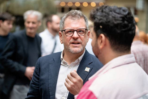 Berlin,03.07.2026,Offizieller Wahlkampfauftakt der Partei Bündnis 90 Die Grünen, Bezirksverband Charlottenburg-Wilmersdorf, am Leon-Jessel-Platz zur Wahl des 20. Abgeordnetenhauses von Berlin am 20. September 2026,Werner Graf Bürgermeisterkandidat *** Berlin, July 3, 2026,Official kickoff of the election campaign for the Alliance 90 The Greens party, Charlottenburg-Wilmersdorf district chapter, at Leon Jessel Platz for the election of the 20th Berlin House of Representatives on September 20, 2026; Werner Graf, mayoral candidate