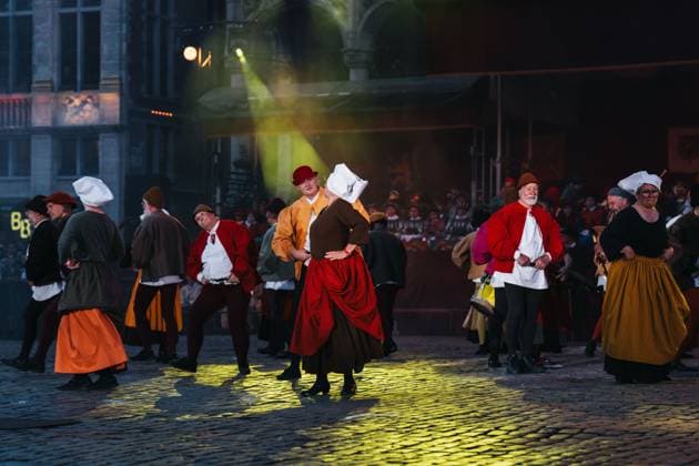 the Ommegang Oppidi Bruxellensis historical parade in the city center of Brussels, Friday 03 July 2026. This parade is an historical reenactment of the entry of Charles the fifth (Charles Quint - Keizer Karel) in Brussels in 1549. MARIUS BURGELMAN  MariusxBurgelman 180290006